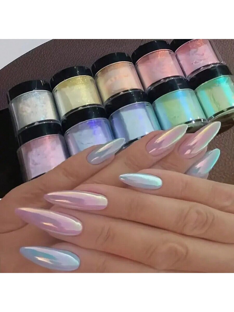 10g boîte 10 couleur poudre de paillettes d’ongle