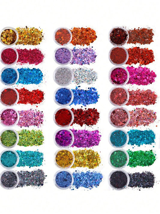 24 boîte paillettes d’art d’ongle